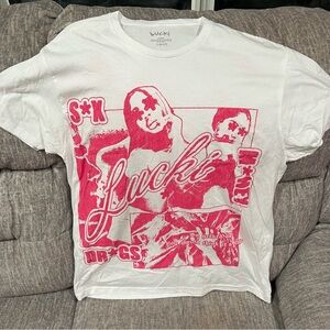 Lucki Tour Tee White Pink Graphic Double-Sided Shirt Size Large
